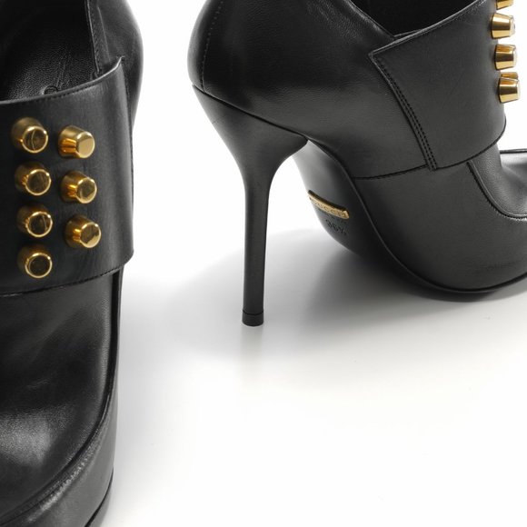 New Authentic Gucci Studded Black Ankle Booties - Picture 6 of 14